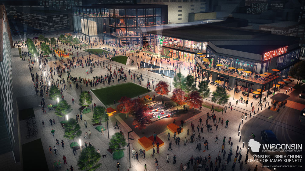 Milwaukee Bucks entertainment district rendering